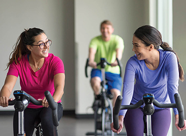 YMCA Members on stationary cycles