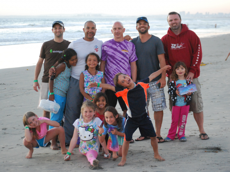 family on beach