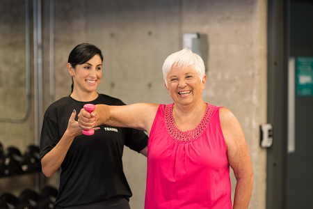 Photo of a woman exercising with a personal trainer