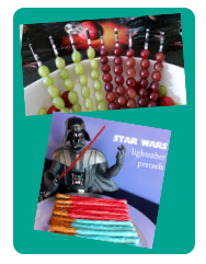 grape lightsabers and lightsaber pretzels