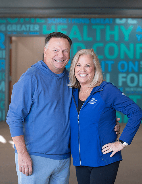 couple standing together at the Y