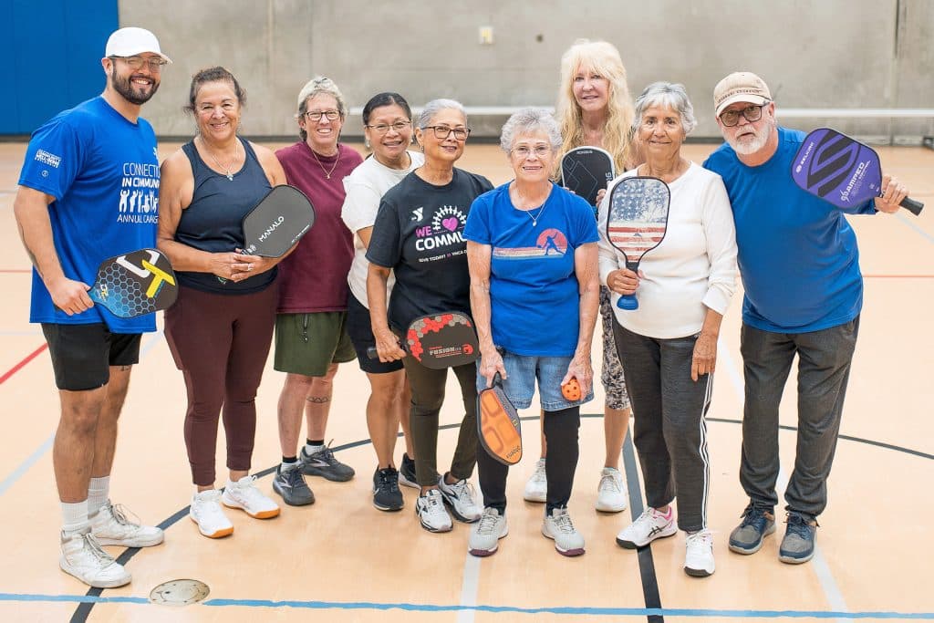 group of pickleball players